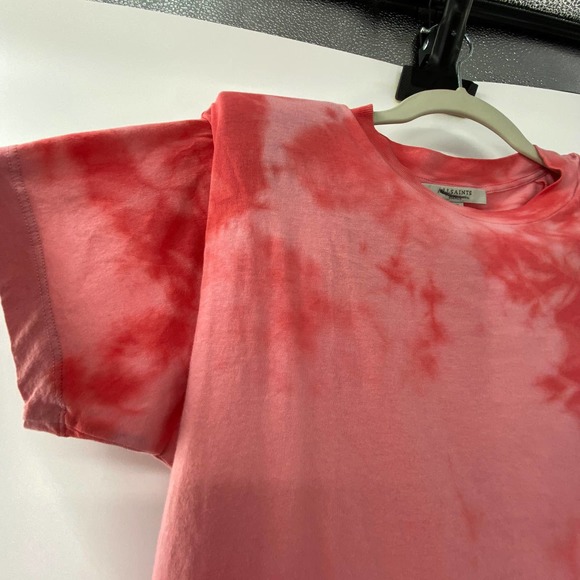 ALLSAINTS Spitalfields Coni Tie Dye T-shirt Red Shoulder Pad Tie Front NWT Small - Picture 11 of 15
